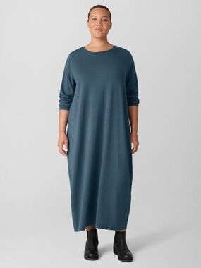 washed organic linen dlav lantern dress EILEEN FISHER Washed Organic-Linen Dlav Lantern Dress